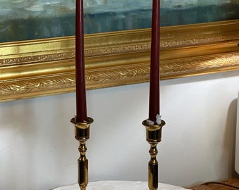 Vintage Brass Candlestick Holders, Pair of 7.5” Brass Candle Holders, Patina Brass Decor, Antique Style Candle Holders, Vintage Home Decor