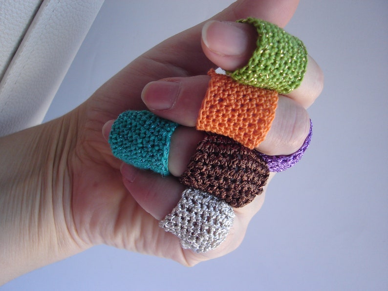 Crochet ring Wide Rings Personalized rings Knited rings for women Choose your color Antialergic ring Knit ring in colors knit Yarn ring