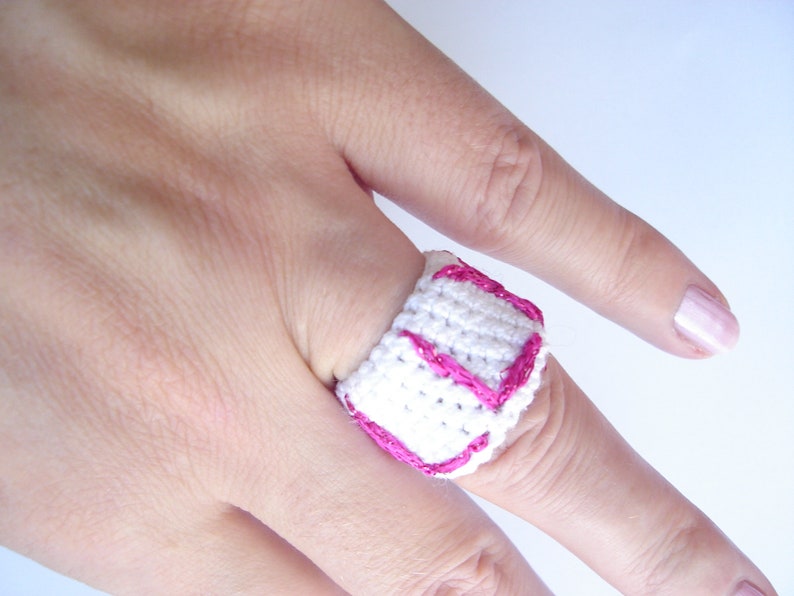 Crochet ring Wide Rings Personalized rings Knited rings for women Choose your color Antialergic ring Knit ring in colors knit Yarn ring