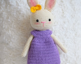 Handmade Crochet Bunny Rabbit Doll, Crochet Stuffed Animal, Newborn Baby Girl Gift, Toddler Girl Gift, Crochet Animals, Crochet Doll, Plush