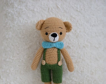Crochet Bear Doll, Crochet Animals, Crochet Doll, Crochet Stuffed Animal, Baby Gift for Boys, Baby Shower Gift, Baby Boy Gift, Plushie Bear