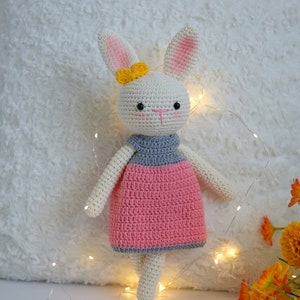 Crochet Bunny Doll, Crochet Animals, Crochet Doll, Crochet Stuffed Animal, Baby Gift for Girls, Baby Shower Gift, Baby Girl Gift, Plushie image 2