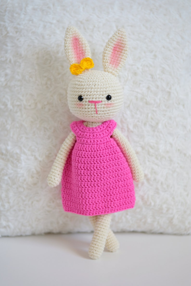 Crochet Bunny Doll, Crochet Animals, Crochet Doll, Crochet Stuffed Animal, Baby Gift for Girls, Baby Shower Gift, Baby Girl Gift, Plushie Pink Dress