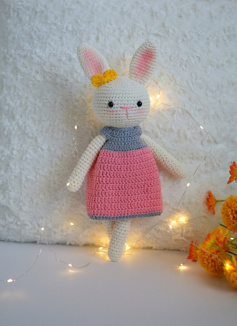Crochet Bunny Doll, Crochet Animals, Crochet Doll, Crochet Stuffed Animal, Baby Gift for Girls, Baby Shower Gift, Baby Girl Gift, Plushie image 2