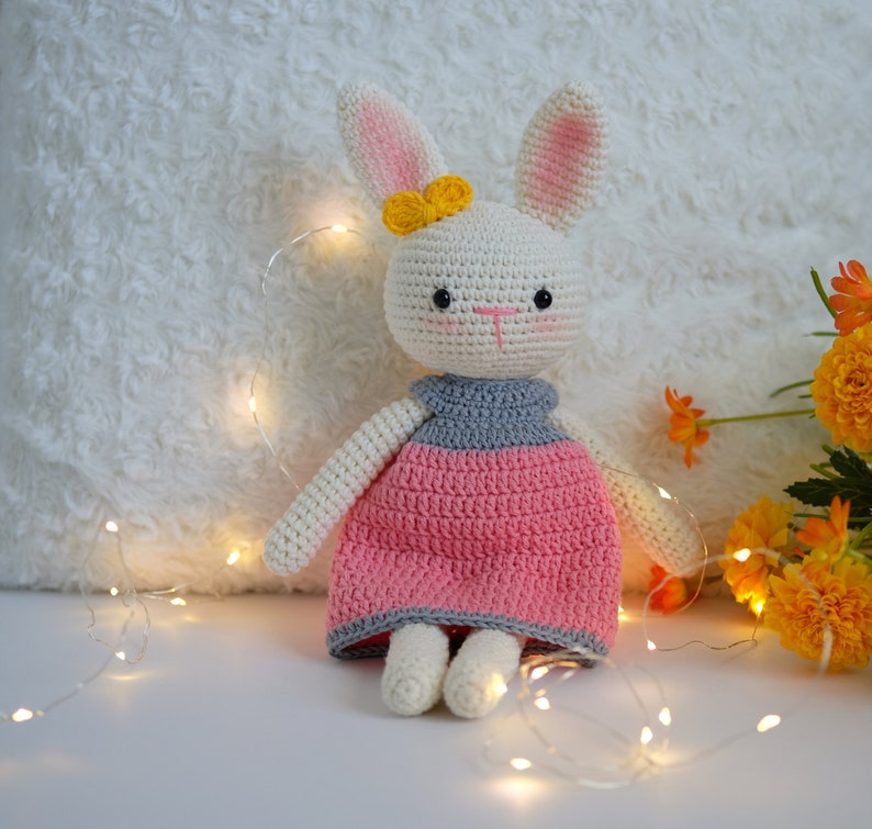 Crochet Bunny Doll, Crochet Animals, Crochet Doll, Crochet Stuffed Animal, Baby Gift for Girls, Baby Shower Gift, Baby Girl Gift, Plushie image 9