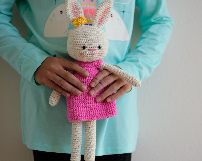 Crochet Bunny Doll, Crochet Animals, Crochet Doll, Crochet Stuffed Animal, Baby Gift for Girls, Baby Shower Gift, Baby Girl Gift, Plushie image 6