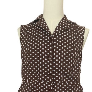 Womens Button Front Cotton Polka Dot Dress
