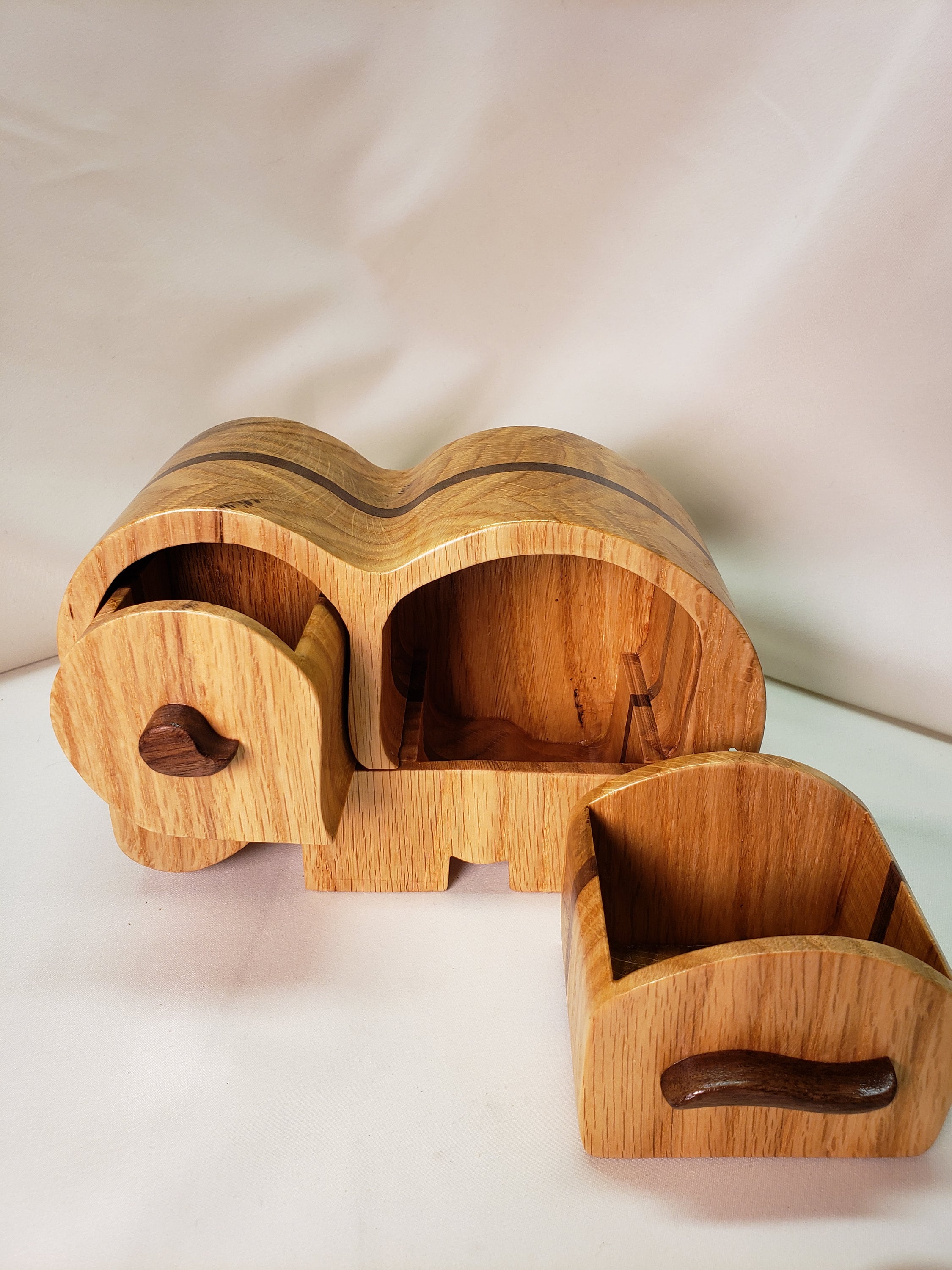 Oak and Black Walnut Elephant band saw jewelry/keepsake box Etsy