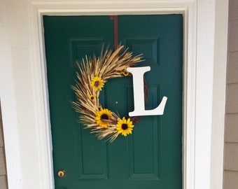 Monogramma Girasole Kansas Ghirlanda di grano essiccato