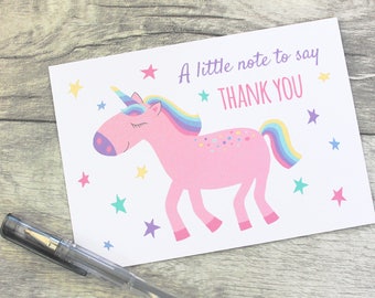 Unicorn Thank You Note Cards for Girls
