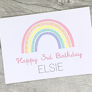 Rainbow 1st, 2nd, 3rd, 4th, 5th, 6th, 7th, 8th Personalised Birthday Card.