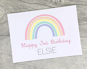 Rainbow 1st, 2nd, 3rd, 4th, 5th, 6th, 7th, 8th Personalised Birthday Card.