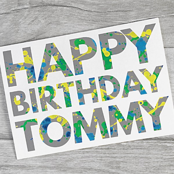 Birthday Card for Him - Birthday Card for Teenager - Happy Birthday Card - Teen Name Card - Personalised Birthday Card - Boys Birthday Card