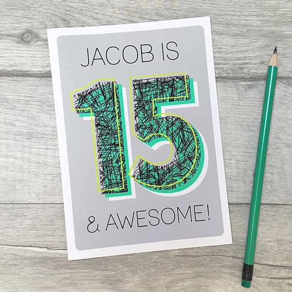 Boys 10th, 11th, 12th, 13th, 14th, 15th Birthday Card - Personalised Card for Teenager - Happy Birthday Son