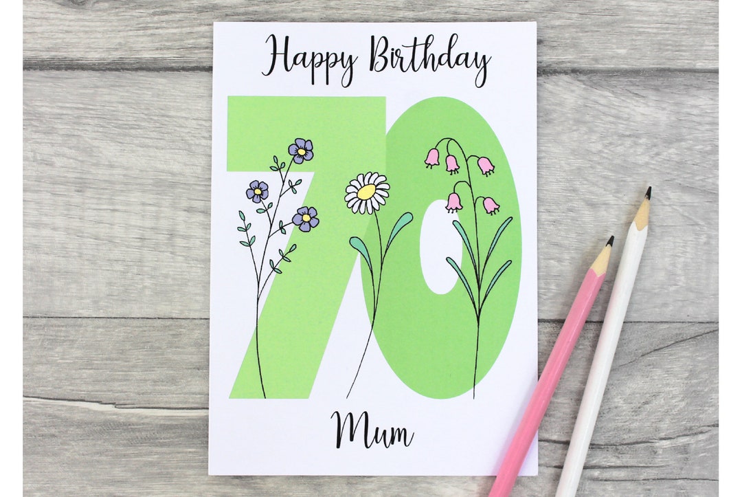 Personalised 70th Birthday Card for Female Friend, Mum, Granny, Grandma ...