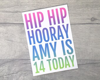 Girls 10th, 11th 12th, 13th, 14th, 15th, 16th Birthday Card, Personalised Happy Birthday Card for Teenager