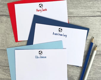 Personalised Football Note Cards - Children's Soccer Thank you Notes