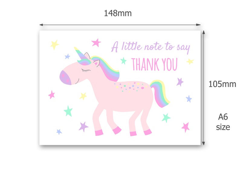 Unicorn Thank You Note Card pack Girls Thankyou notes Thank Etsy
