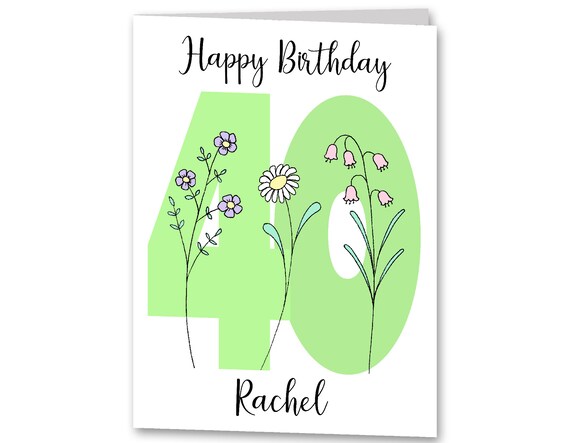 Daughter 40th 40 Lady Riding Bike Flowers In Basket Design Happy Birthday Card Karten Schreibwaren
