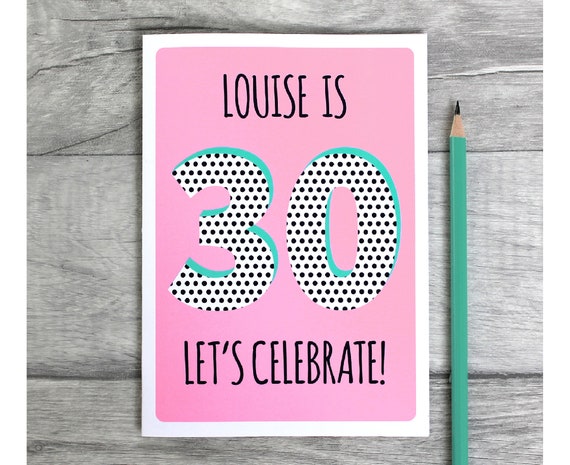 Personalised 30th Birthday Card Female Customised Age 30 Etsy