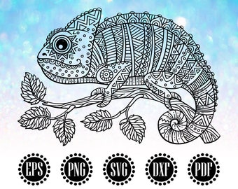 ゼンタングル カメレオン SVG、マンダラ カメレオン SVG、複雑な SVG