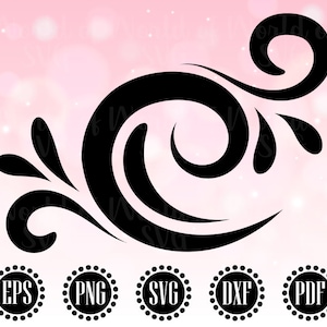 渦巻き SVG、装飾 SVG、派手な渦巻きクリップアート、結婚式の装飾的な装飾ボーダー、スクラップブックの落書きクリップアート、ビンテージ装飾 PNG WS235