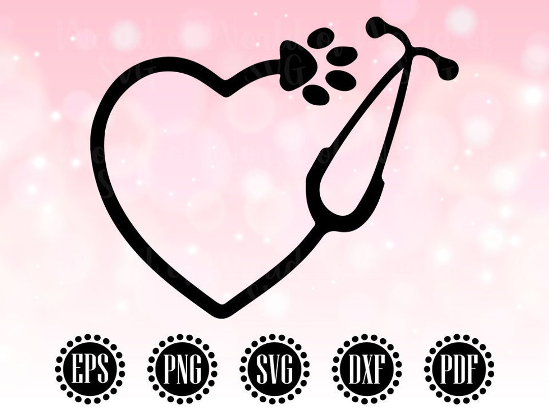 Paw Stethoscope SVG, Medical Pet Svg, Vet Tech Svg Cut File, Animal
