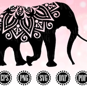 Elephant Mandala Svg, Elephant SVG Cut File, Mandala SVG, Elephant Clipart Zentangle, Elephant Floral Decal Svg, Cricut Silhouette - WS76