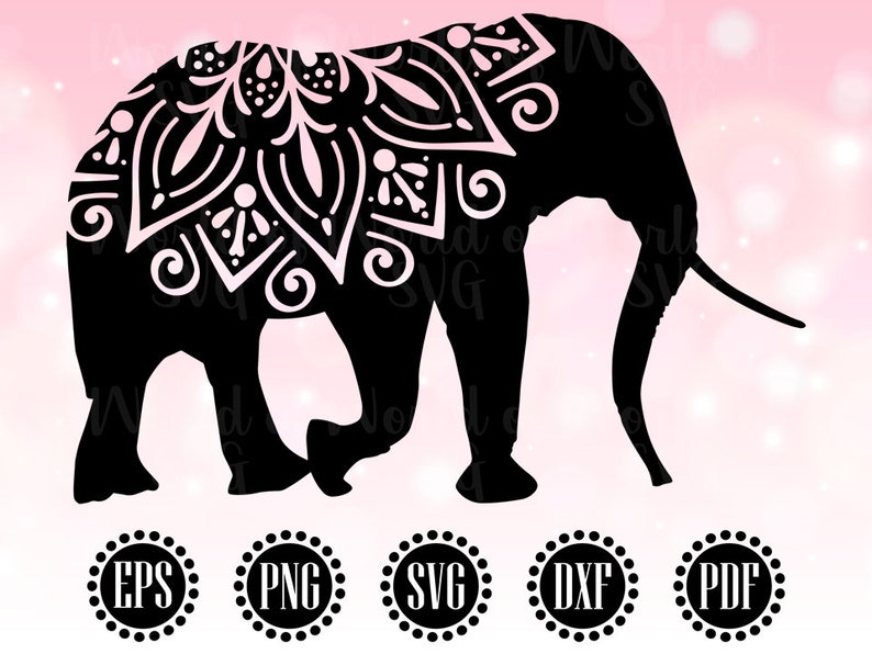 Elephant Mandala Svg, Elephant SVG Cut File, Mandala SVG, Elephant Clipart Zentangle, Elephant Floral Decal Svg, Cricut Silhouette - WS76 image 1