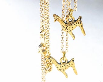 Llama Alpaca Gold Charm ( 1) Necklace, 18 IN 14 K Gold Filled Chain