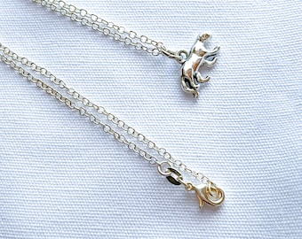 Jaguar, Puma Silver Charm Necklace, with Sterling Silver Rolo Chain.