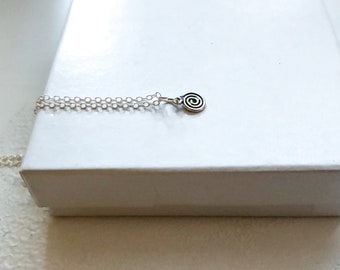 Spiral Charm Necklace in Silver