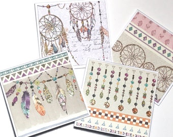 Dream catcher gliterry note cards, Mini note cards, Follow your dream note card, Graduation card, Mini message card, Dream catcher note card