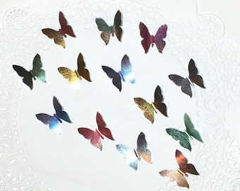 50 Holographic Butterfly Confetti, Butterfly wall art, Holographic Butterfly wall decor, Butterfly mural, Holographic butterfly garlands.