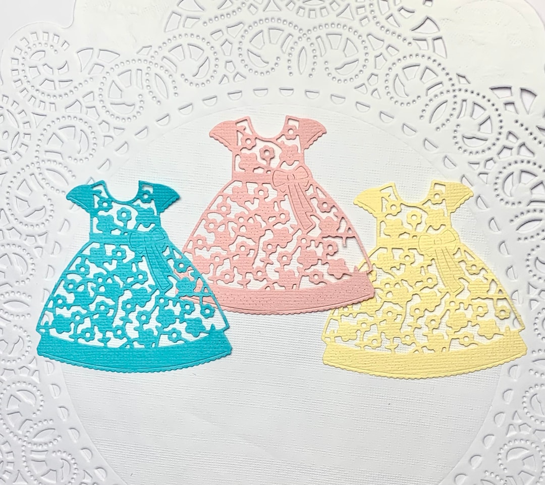 3 Girl Dress Die Cut, Baby Girl Dress Cut Out, Gift Embellishments ...