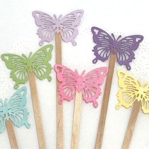 Agitadores de bebidas con forma de mariposa, Agitadores de cóctel hechos a mano, Agitador de bebidas con forma de mariposa, Adornos para cócteles, Agitadores de bebidas para bodas, Bebidas de cumpleaños