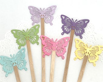 Butterfly drink stirrers, Handmade Cocktail stirrers, Butterfly beverage stirrer, Cocktail garnishes, Wedding drink stirrer, Birthday drinks