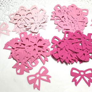 Pink Ribbon confetti, 4 shades of pink Ribbon confetti, Valentine&#39;s day confetti, Baby Girl shower confetti, Gender reveal baby confetti