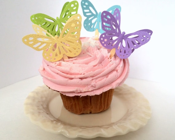 3d Butterfly Rainbow Cupcake Toppers 3d Aperitif Toppesr Etsy