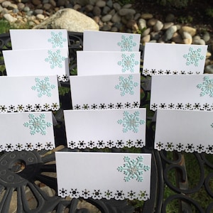 Snowflake Place cards, Winter place card, Winter wedding Place card, Winter place card, Glittery Snowflake card, Winter table place card