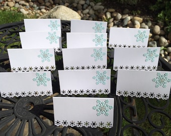 Snowflake Place cards, Winter place card, Winter wedding Place card, Winter place card, Glittery Snowflake card, Winter table place card