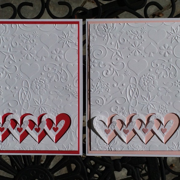 Handmade Love Card, Interlocking heart love card, Bridal Shower card, Chained hearts card, I Love You Card, Birthday Card, Valentine wishes.