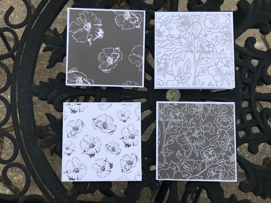 Buy Black Andwhite Note Cards Mini Note Cards Floral Note Card Online