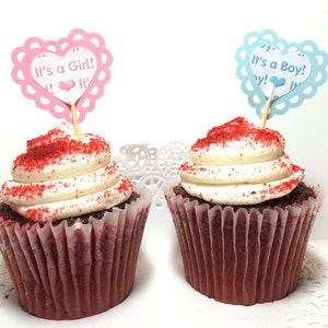 Baby Cupcake toppers, It&#39;s a Girl cupcake toppers, It&#39;s a Boy cupcake toppers, appetizer toppers, Baby Shower cake topper, Newborn cake pick