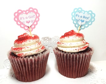 Baby Cupcake toppers, het is een meisje cupcake toppers, It's a Boy cupcake toppers voorgerecht toppers, Baby Shower taart topper, pasgeboren taart pick