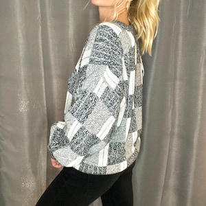 Vintage Black and white checkered acrylic unisex sweater