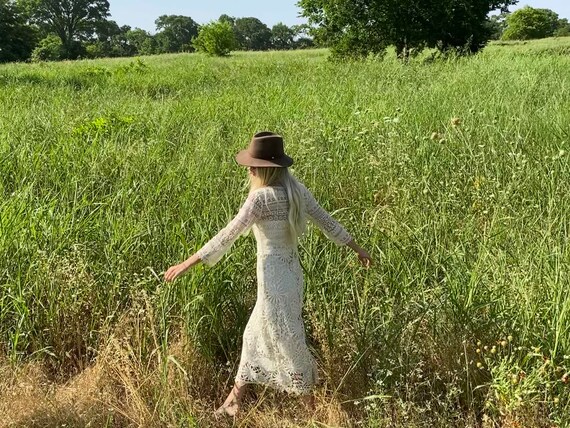 Vintage crochet 3/4” sleeve dress