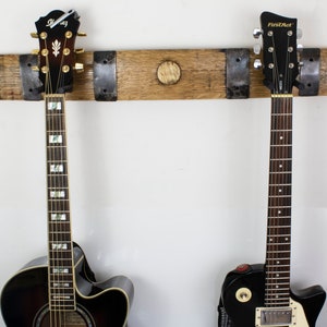 Bunghole Whiskey Barrel Stave Guitar Hanger - 2 Guitar