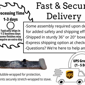 Fast & Secure Delivery for Whiskey Barrel Stave Guitar Hangers: 1-3 days processing time, bubble-wrapped parts, shipped in 36" or 20" boxes via UPS Ground with customer support available.