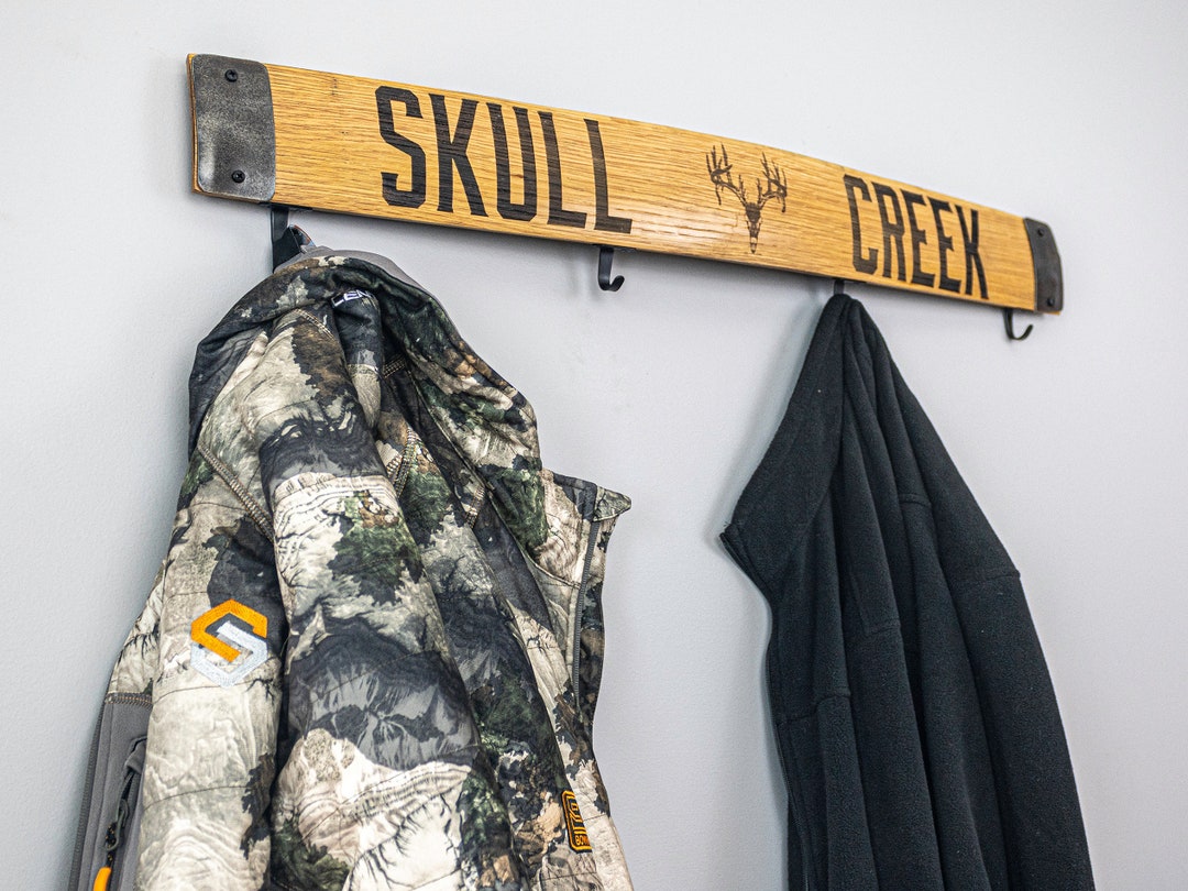 Personalized Whiskey Barrel Stave Coat Rack Custom Laser Engraved Towel Hanger 36 Whiskey Barrel